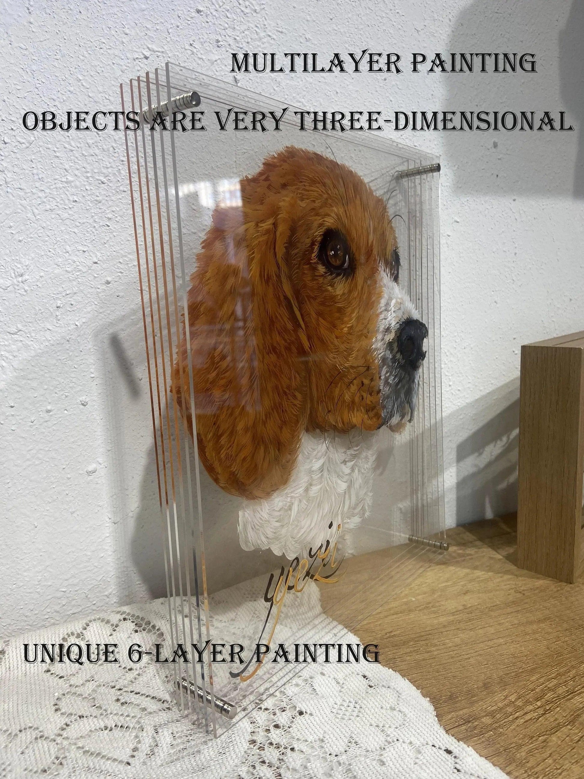 A dog painted on acrylic