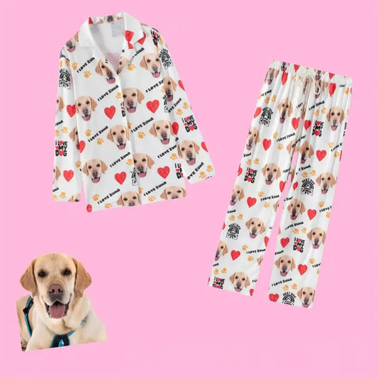 Custom Pet Face Pajamas on Pink Background