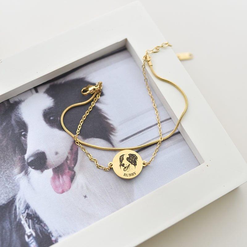 Customised eat up bracelet on a pet photo