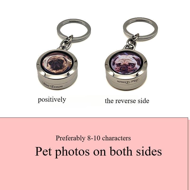 Customised keychain with pet photo front and back display