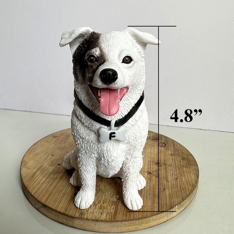 4.8 inch tall seated custom pet sculpture wearing a collar