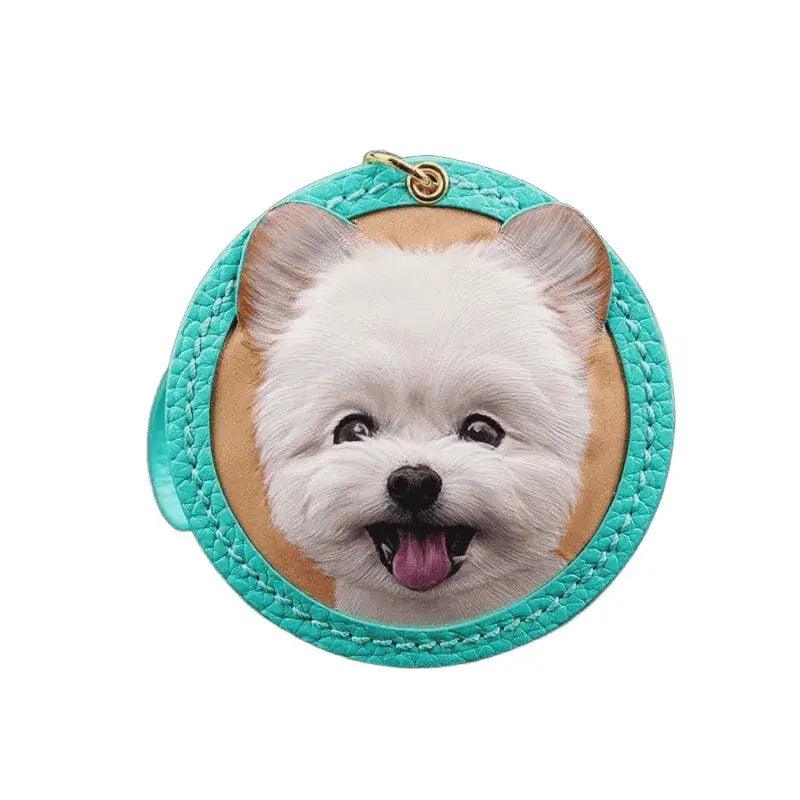 Custom Leather Engraved Dog in Blue Multi-Layered Circle