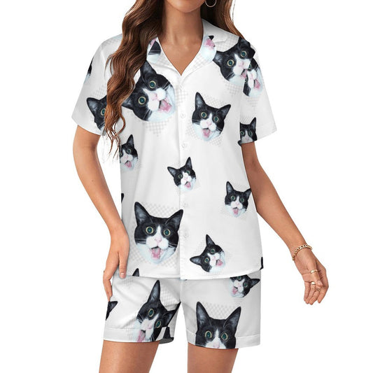 Custom Pet Face Pajamas All Season Short Sleeve Set