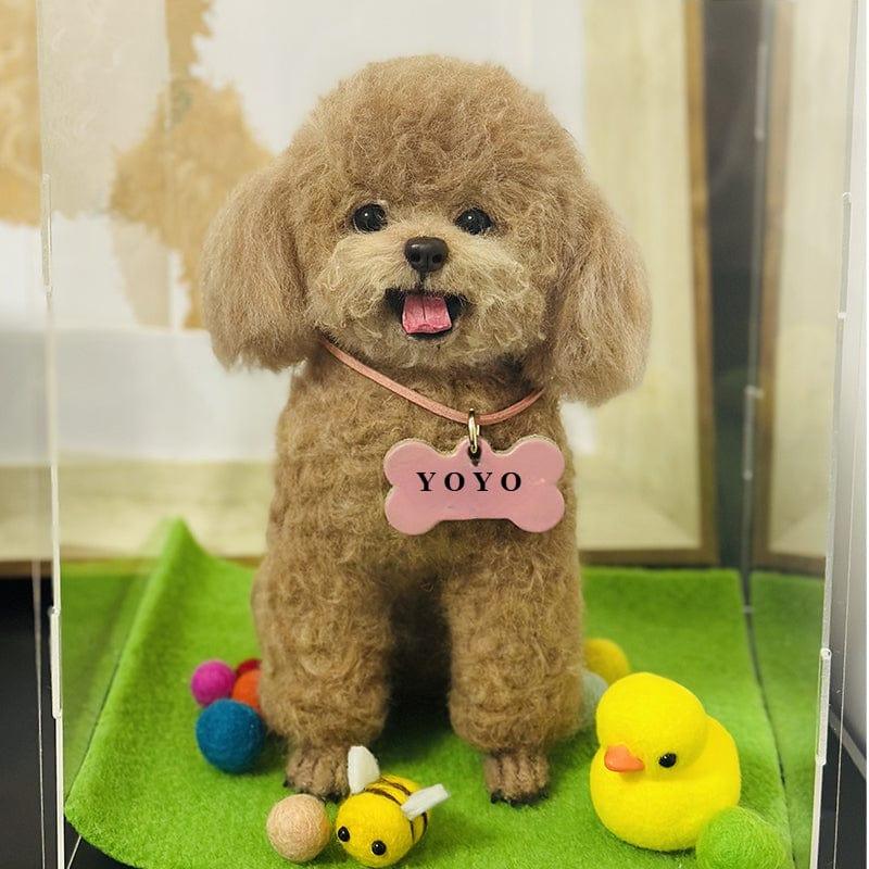 Brown felted wool pet animal in a box