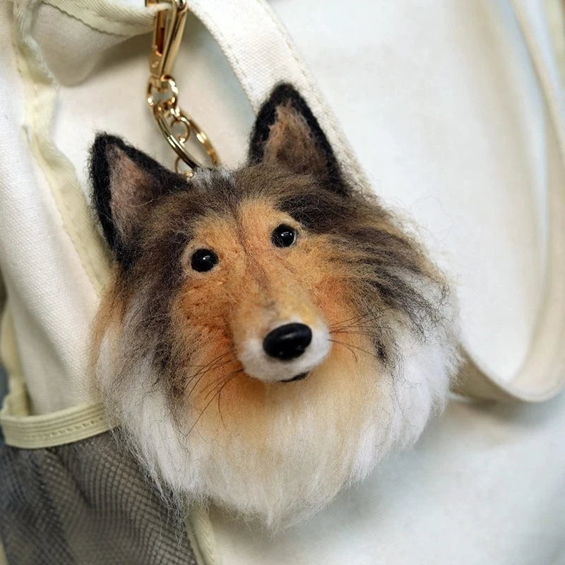 Felt Wool Dog Head Pendant to Hang on School Bag