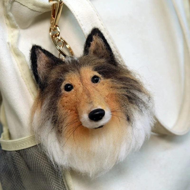 Felt Wool Dog Head Pendant to Hang on School Bag