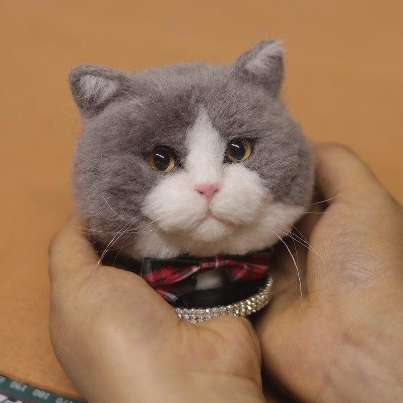 Felt Wool Ornament Cat with Car Carrying Wobbler