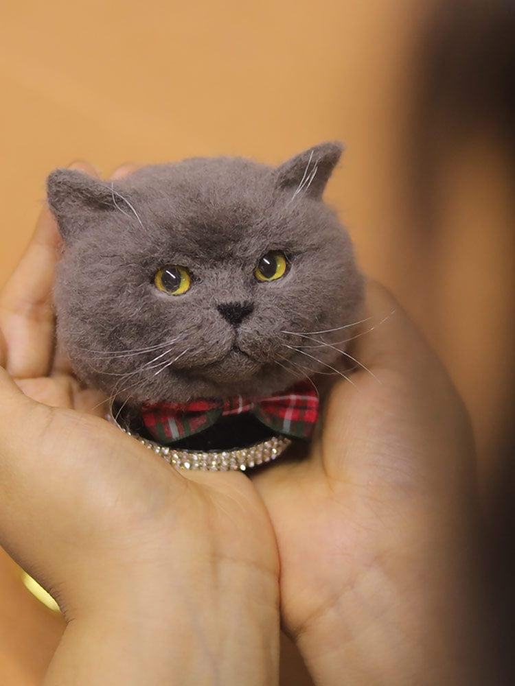 Hand held car bobble head wool felt gift ornament cat and dog