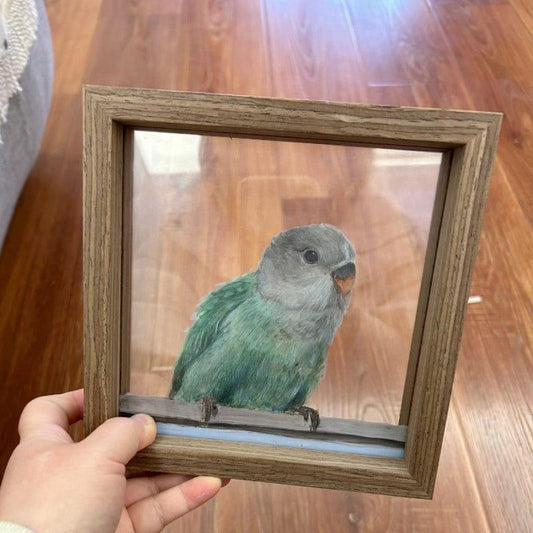 Painting a parrot pet glass painting all animals are fine