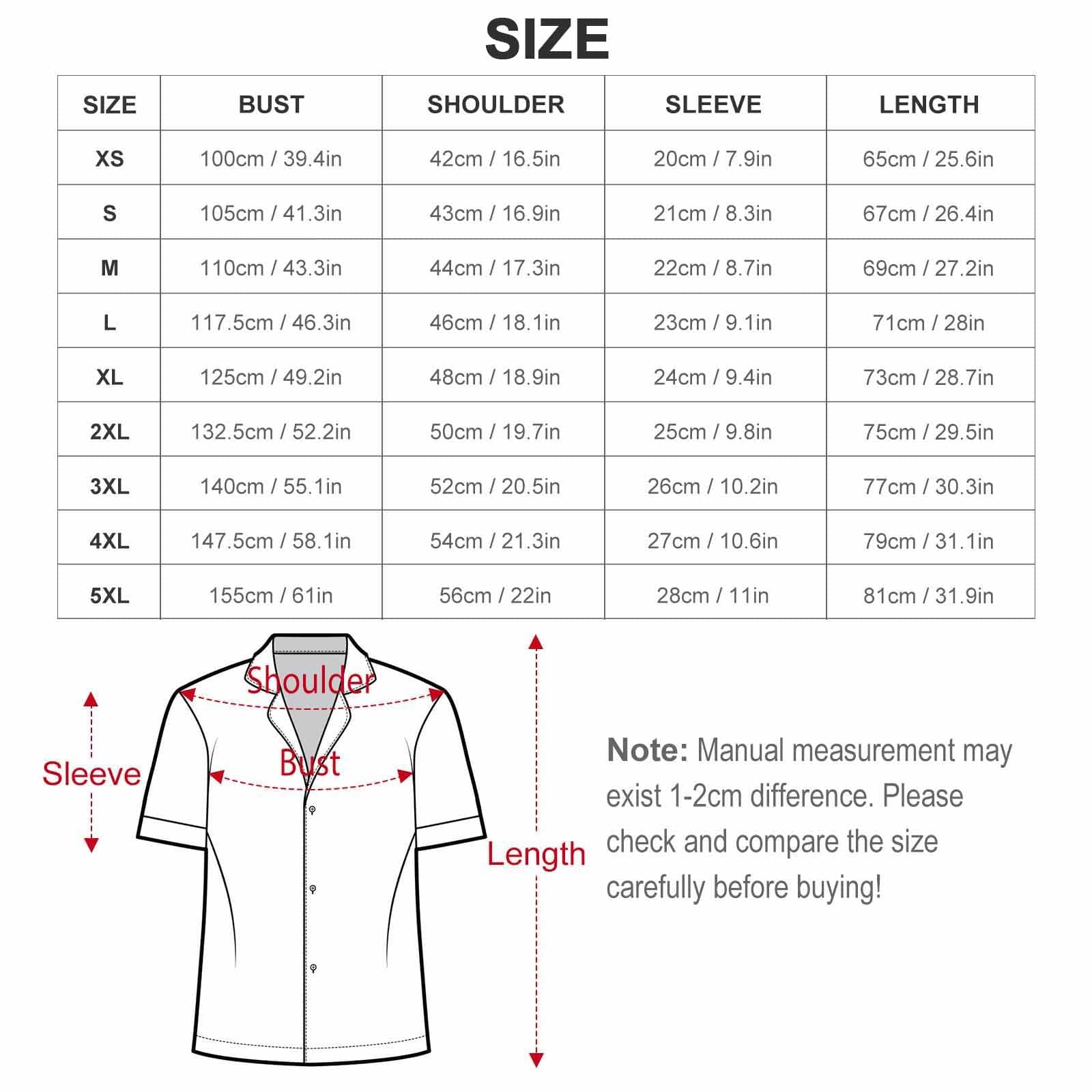 Custom Women's Pet Face Coat Size Chart
