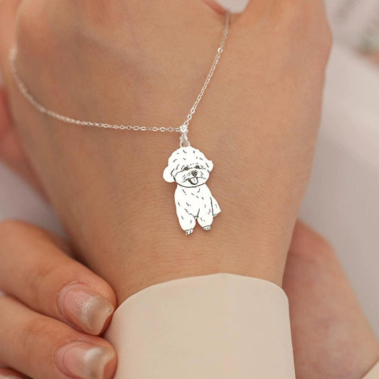 Custom Sterling Silver Pet Portrait Jewelry – Cat & Dog Necklace / Bracelet / Ring Gift