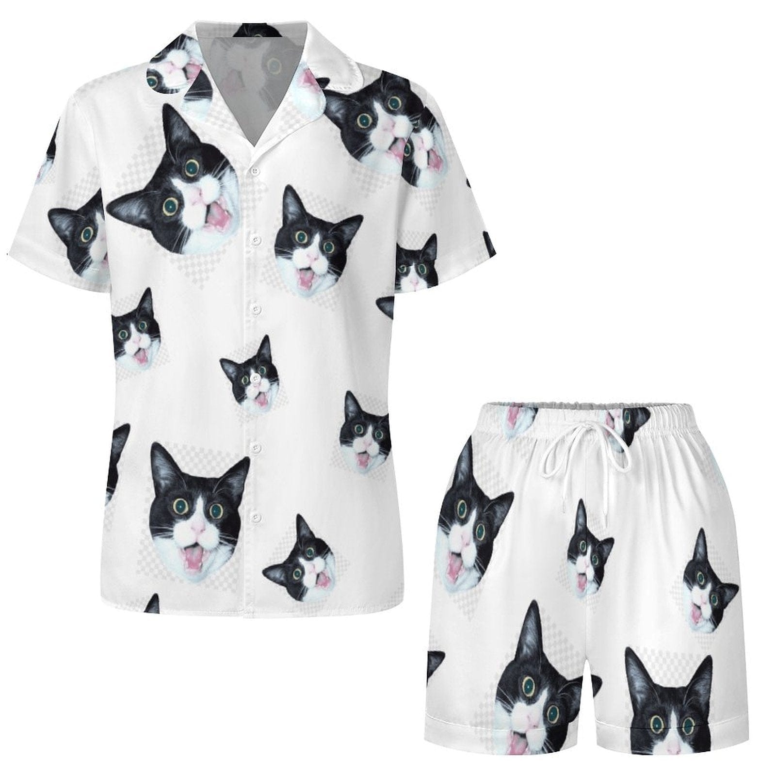 Customised Ladies Pet Face Pajamas Short Sleeve Set