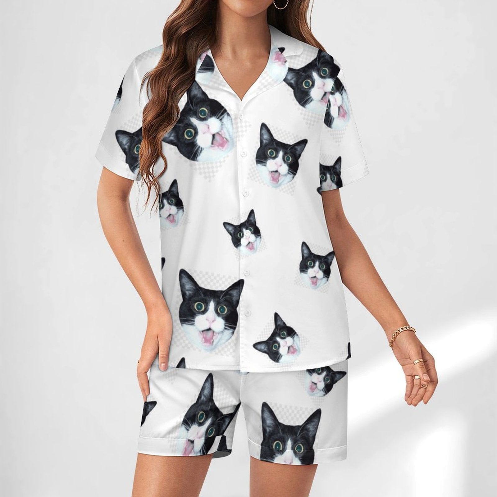 Custom Pet Face Pajamas Spring Short Sleeve Set