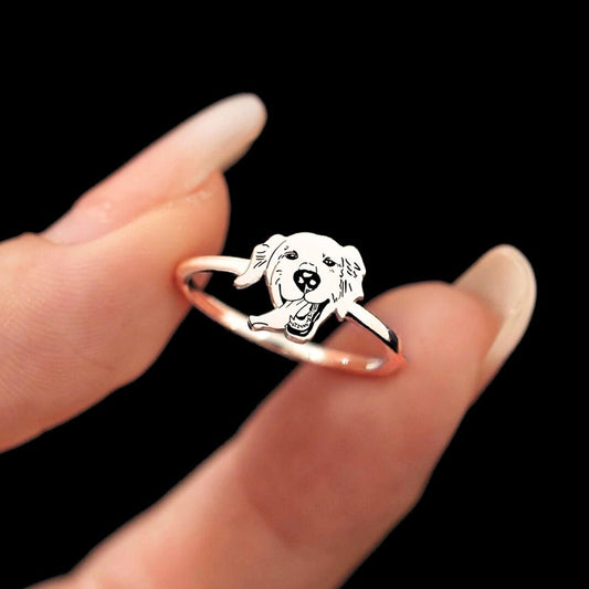 Custom Pet Portrait Ring – Personalized Dog or Cat Memorial Jewelry Gift for Her