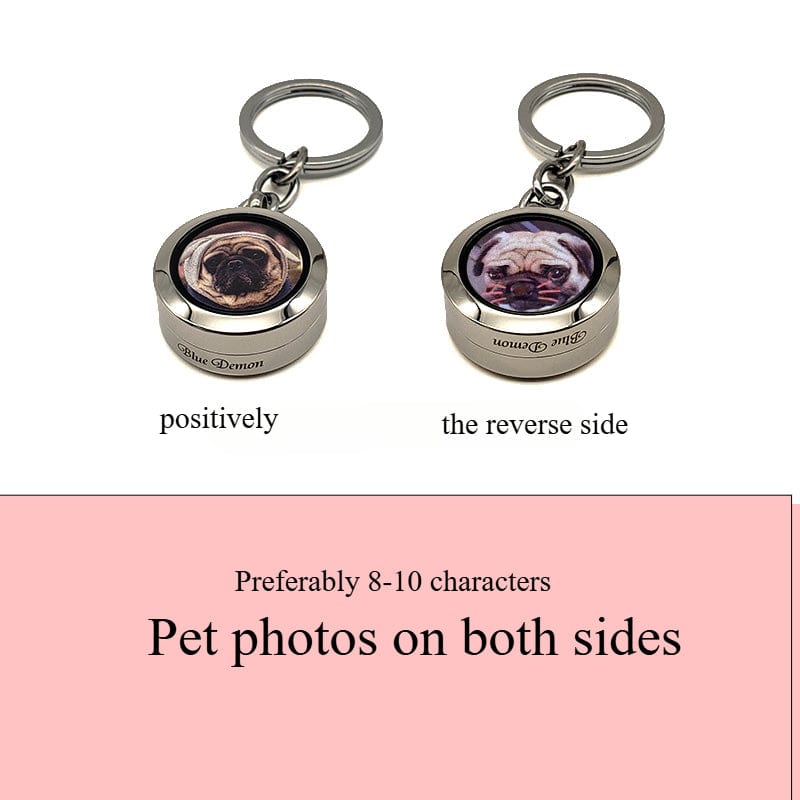 Customised keychain with pet photo front and back display