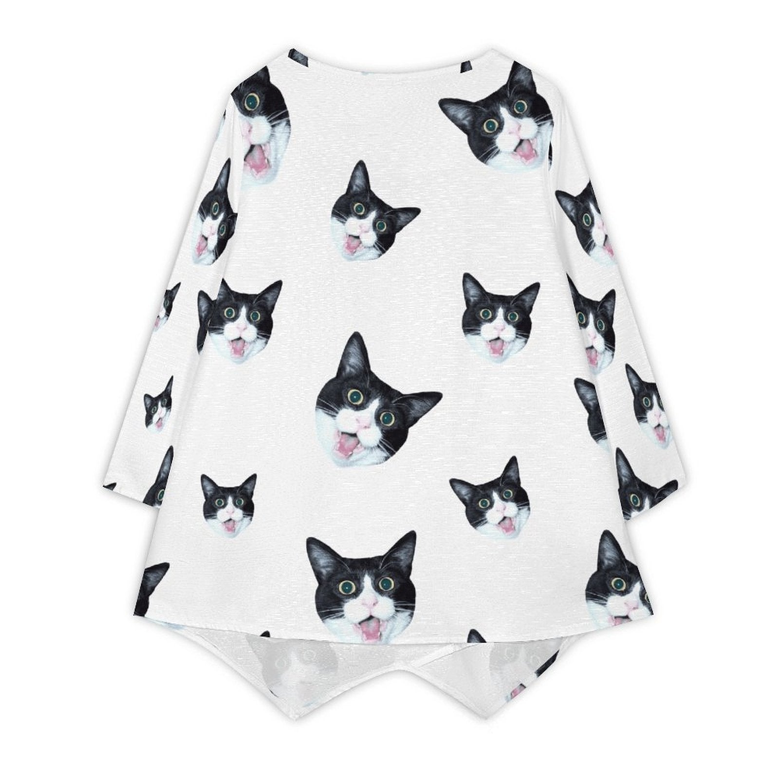 Customised Ladies Pet Cat Face Loose Silk Top