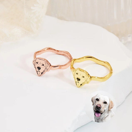 Custom Pet Portrait Ring – Engraved Pet Photo Ring for Dog or Cat Lovers | Memorial Jewelry Gift
