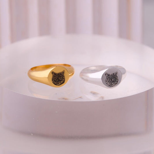 Custom Pet Portrait Ring • Personalized Memorial Jewelry Gift