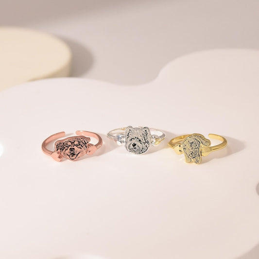 Custom Pet Photo Ring – Personalized Dog or Cat Portrait Jewelry